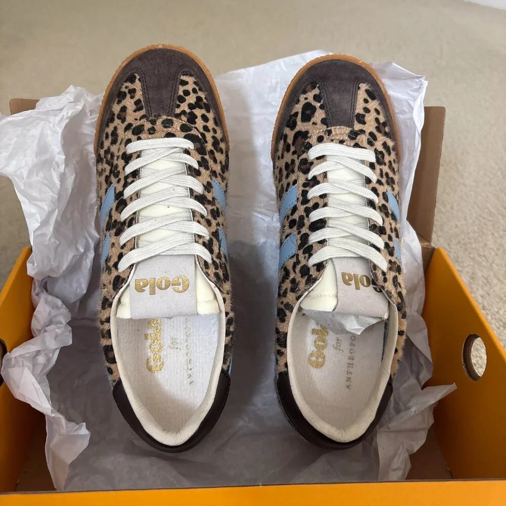 Gola Elan Sneakers-Dark Brown/Leopard/Air Women NEW - Picture 4 of 8